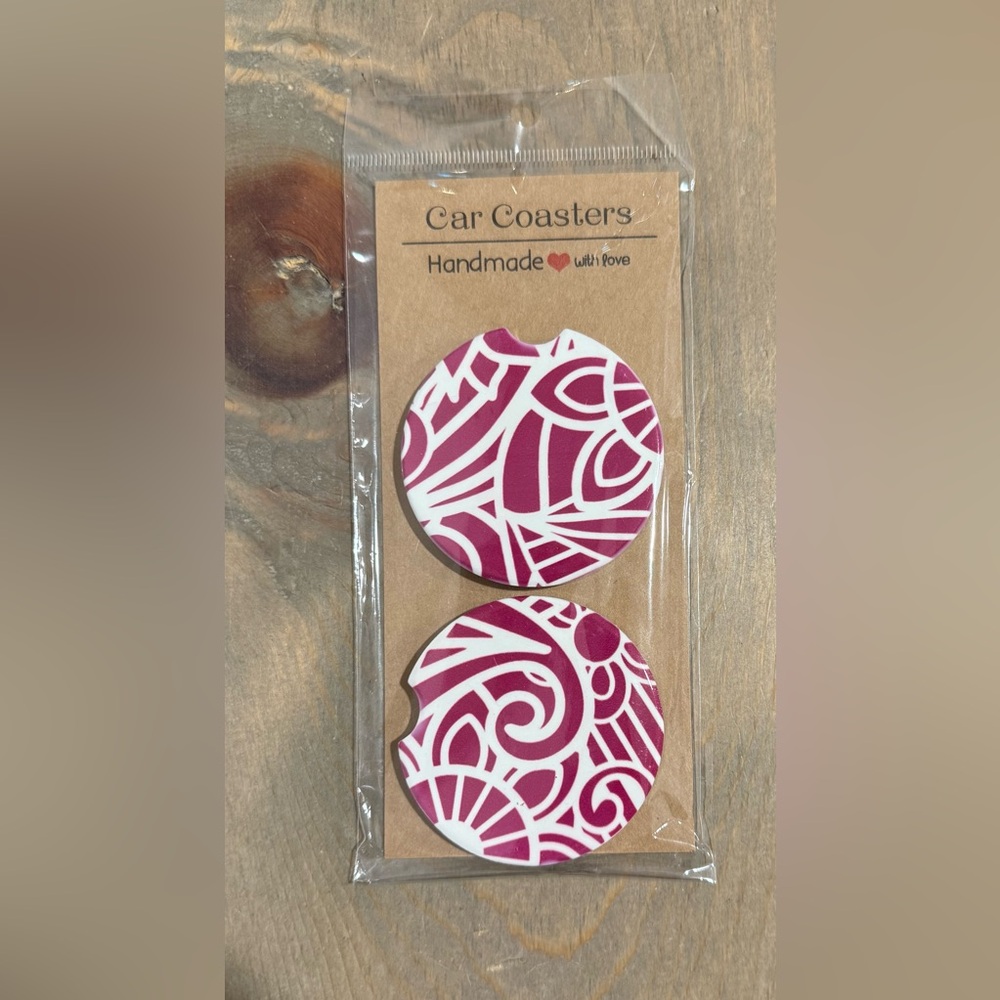 Ceramic Mandala Car Coasters - Set of Two - Custom Made!
